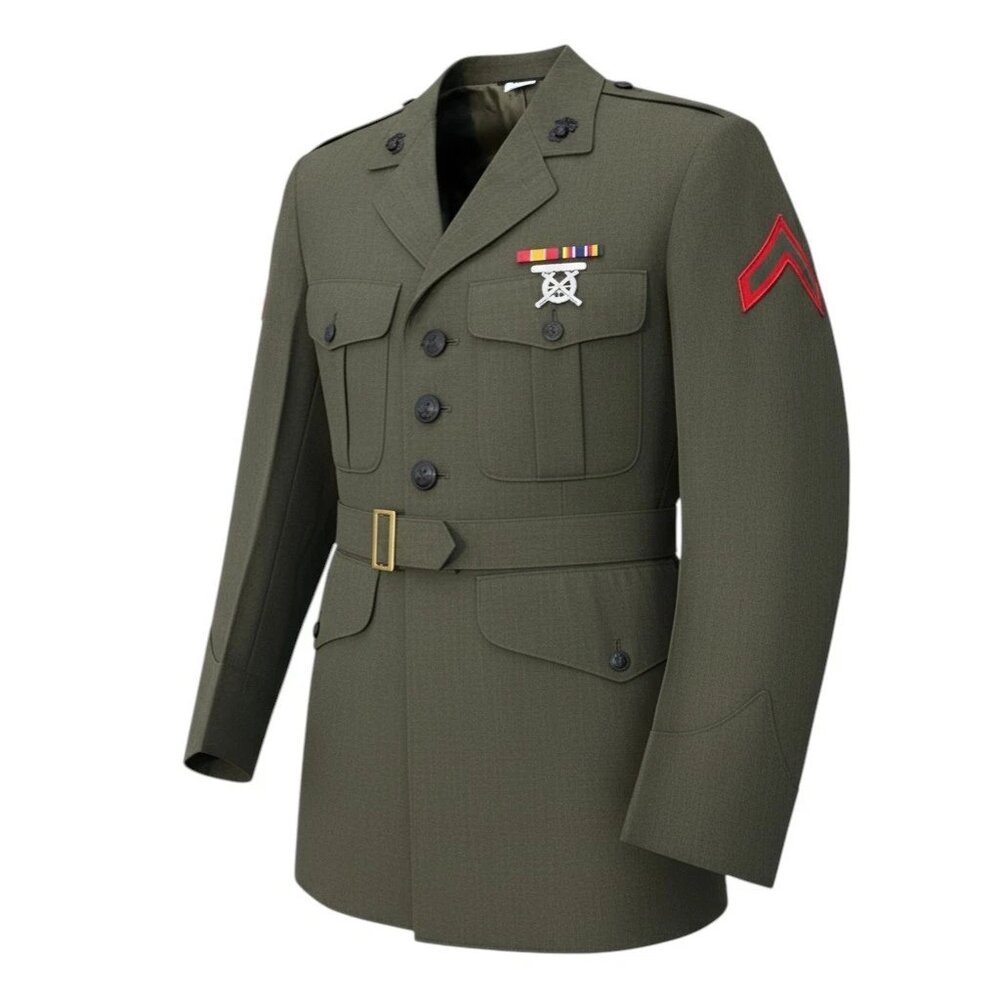 USMC Marine Corps Alpha Class A Service Dress Jacket Military Coat Size 44R